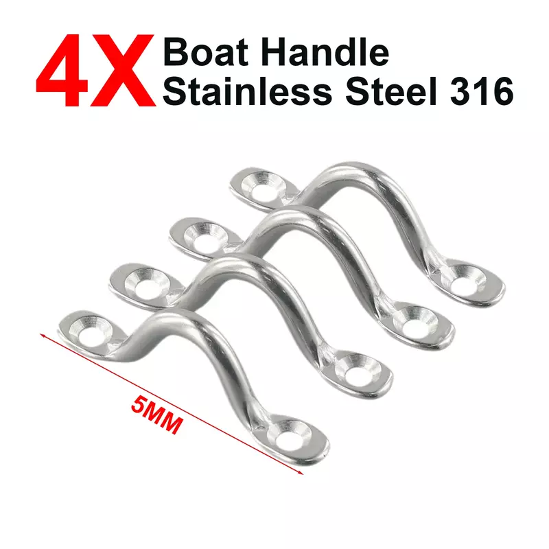 4Pcs 5mm filo di acciaio inossidabile Eye-Strap Boat Marine Silver-RV motori-accessori Tie Down Fender Hook baldacchino per tavole da barca