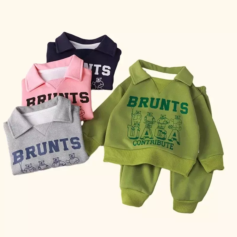 Children Clothes Sets Autumn Winter Polo Sweatshirt+Pants Sport Suits for Kids Boys Girls Warm Tracksuits Kids Clothing