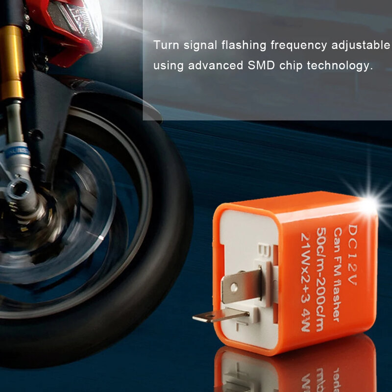 오토바이 오토바이 액세서리용 LED 점멸기 릴레이, 방향 지시등 주파수 조정 가능, 2 핀, 12V
