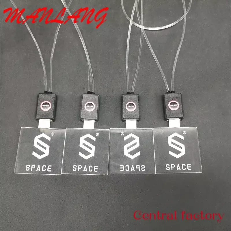 Insignia de identificación recargable por USB, cordón LED personalizado, insignias de nombre