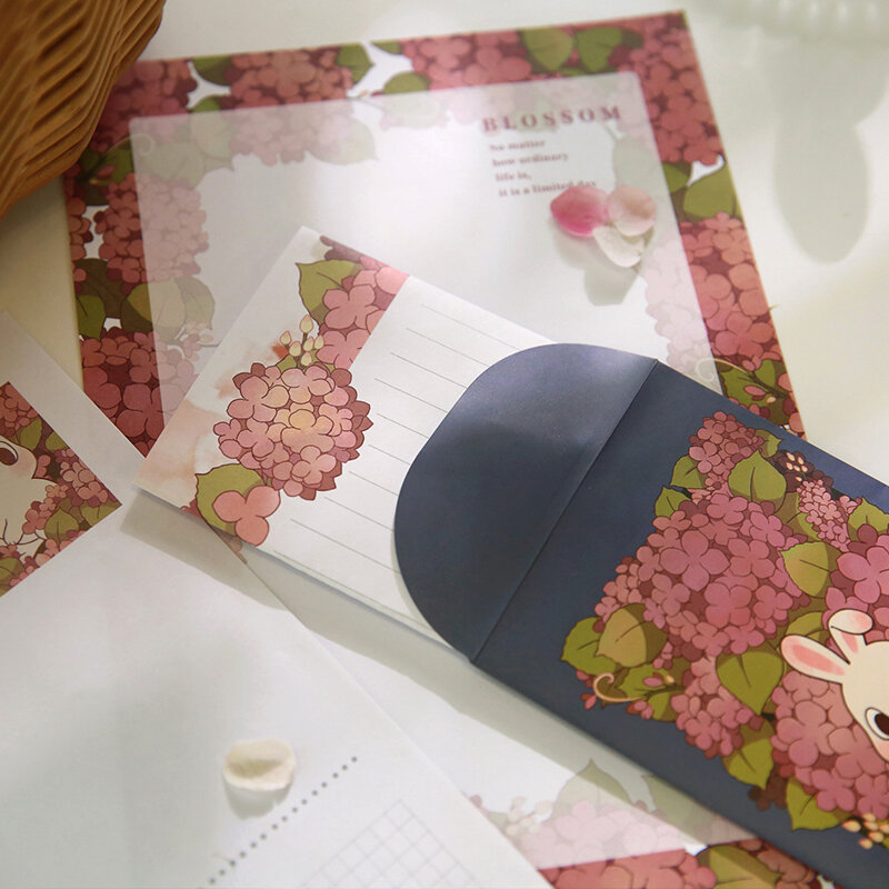 ชุดกระดาษซองจดหมายรูปดอกไม้สุดสร้างสรรค์จดหมายสารภาพรักขนาดเล็กเครื่องเขียนสำหรับโรงเรียน