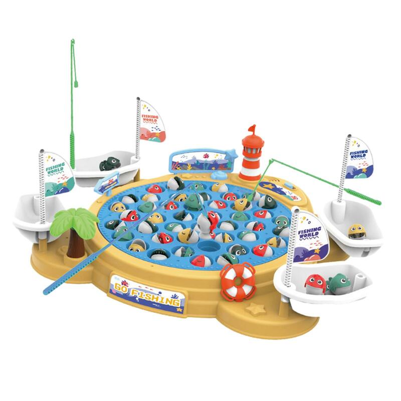 Rotating Board Game including Fishes and Fishing Poles Electric Fishing Toy for Kids Boys Children Toddlers Birthday Gifts