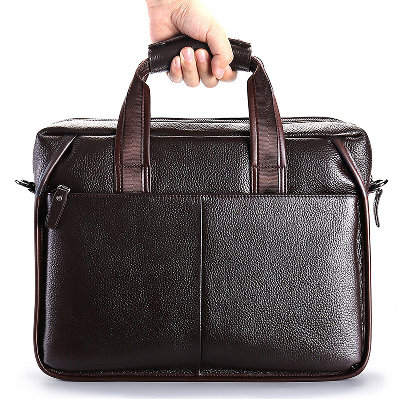 Black Briefcase Genuine Leather Casual Men Handbag Fashion Tote Bag Male Laptop Briefcase Bags High Quality Shoulder Men Bag