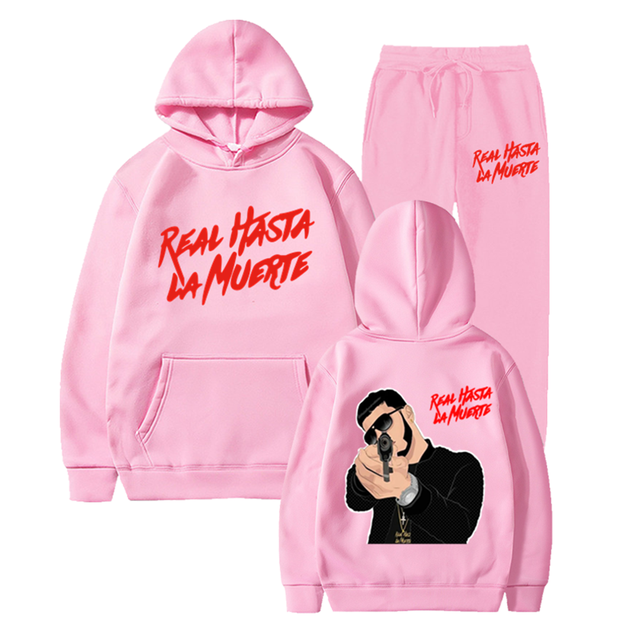 Anuel AA Real Hasta La Muerte Tracksuit Men 2 Piece Sets Hip Hop Clothes Streetwear Casual Sweatshirt and Pants Set Men Outfits