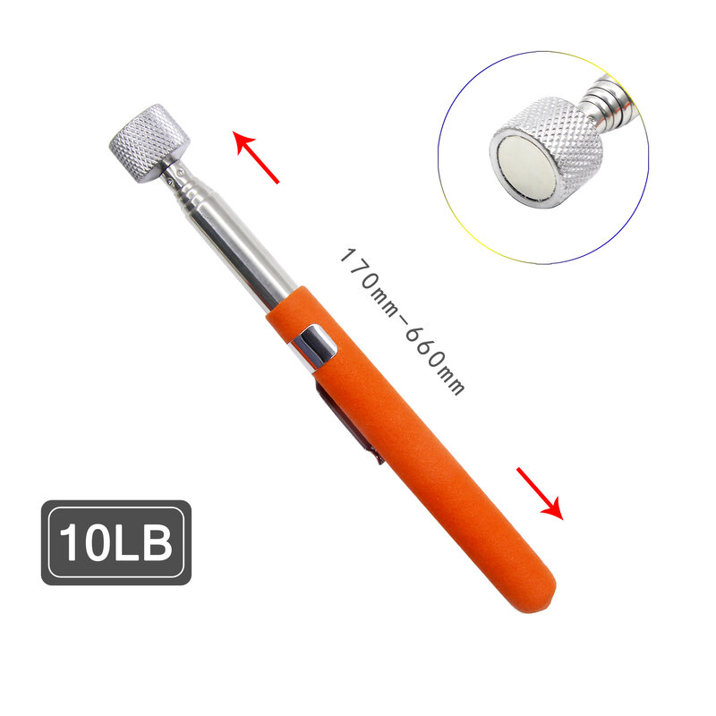 휴대용 텔레스코픽 마그네틱 자석 펜, 확장 가능한 너트 볼트 픽업용, LED 도구 용량, 여러 모델