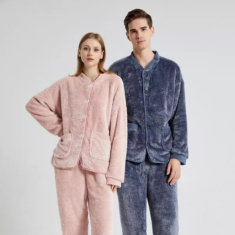 New Thick Soft Coral Velvet Pajamas Women's Winter Thickened Warm Lovers Leisure Wear Outerwear Couple Pajamas Underwear