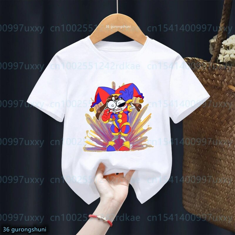 남녀공용 재미있는 디지털 서커스 그래픽 프린트 티셔츠, 귀여운 아기 티셔츠, 남녀공용 의류