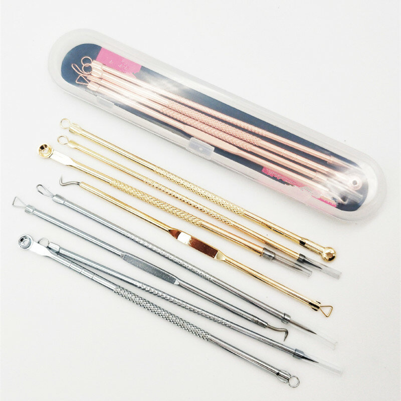 New Rich Gold Pimple Spot Comedone Extractor Cleanser Acne Blackhead Removal Needles Beauty Face Pore Clean Care Tools