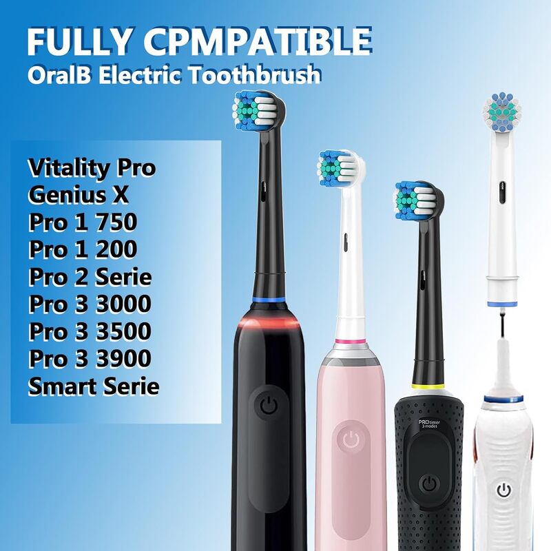 Cabezales de repuesto para cepillo de dientes eléctrico Oral B Advance Power Vitality Precision Clean Pro Health Triumph 3D, negro/blanco