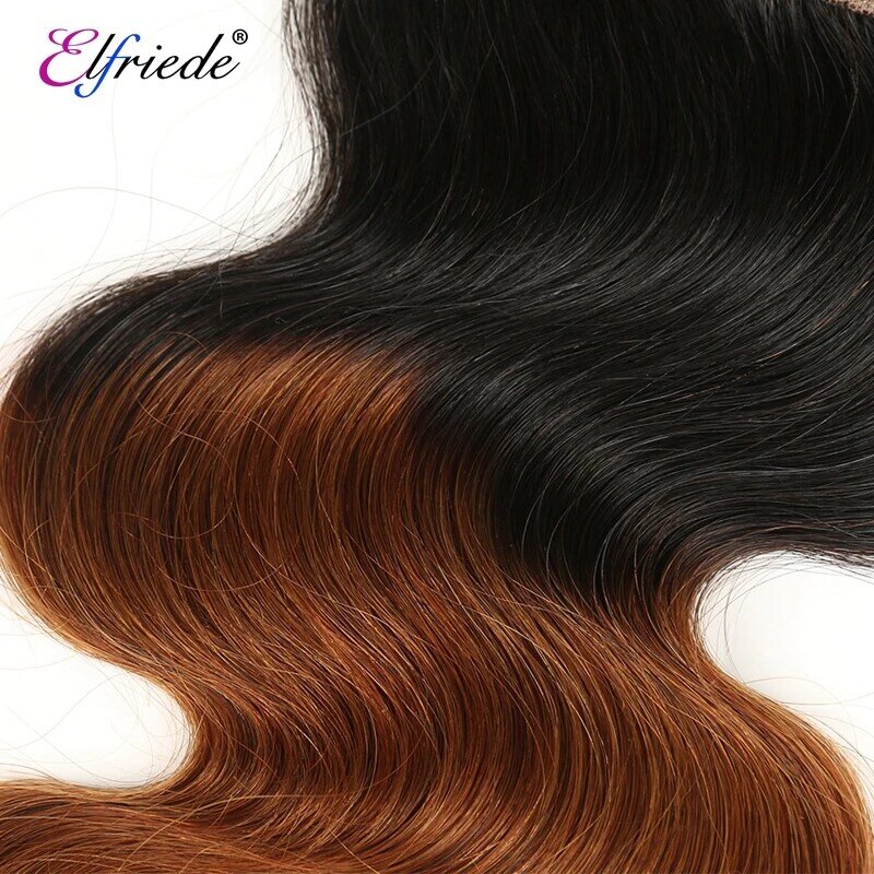Elfriede T1B/30, волнистые волосы с эффектом омбре, искусственные волосы с застежкой, бразильские человеческие волосы Remy, волнистые 3 искусственные волосы с кружевной застежкой 4x4