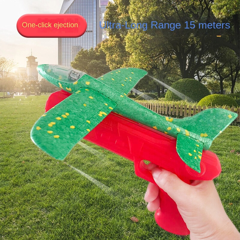 Glow in the Dark Foam Aircraft Catapult Guns with Spinning Action Perfect Outdoor Sports Toys for Boys and Kids' Gifts