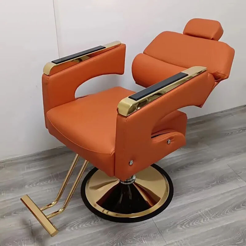 Barbershop Luxury Salon Chair Leather Reclinable Hairdressing Swivel Salon Chair Barber Equipment Silla De Barbero Furniture