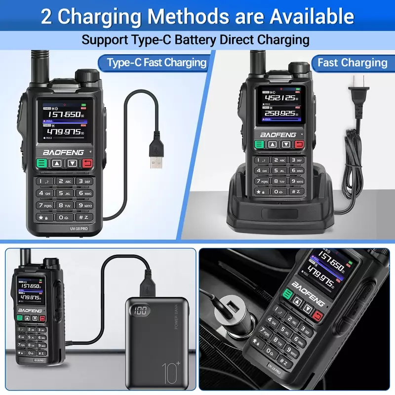 Baofeng-walkie-talkie UV18 Pro Max, Radio bidireccional con GPS, frecuencia de copia inalámbrica, 999CH, NOAA, largo alcance, tipo C, VHF, UHF, UV-18