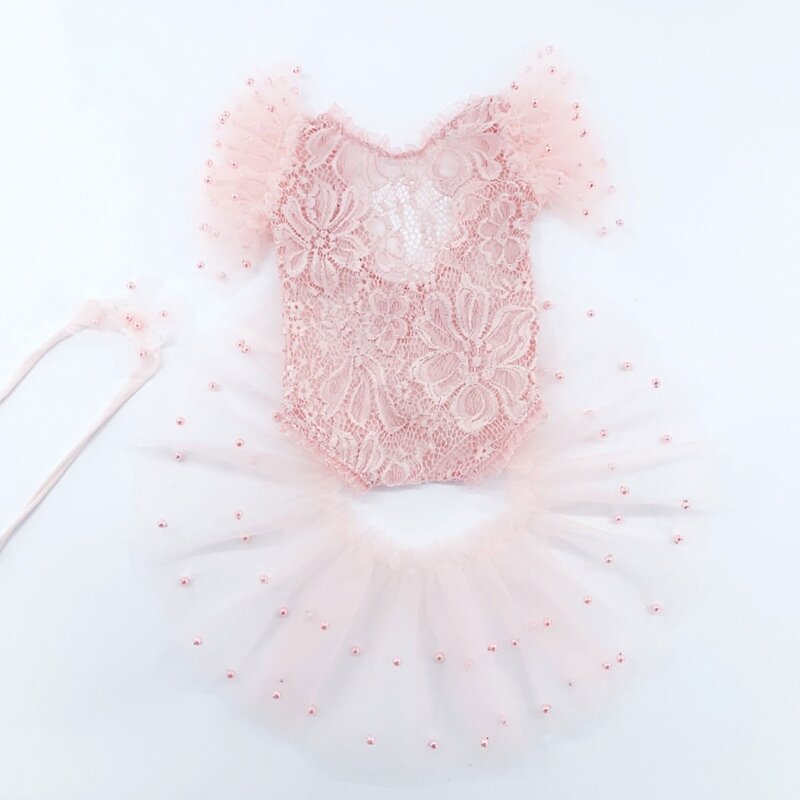 Pakaian Foto Bayi 0-6M Pakaian Romper Hiasan Kepala Kostum Putri Tahun Baru Bayi