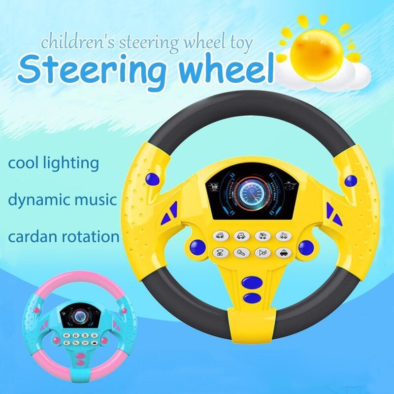 Early Educational Simulation Driving Car Toy with Sound Battery Powered Music Steering Wheel Copilot Plastic Driving Vocal Toys