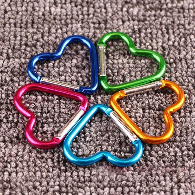 3/6/9pcs 10 Colors Climbing Accessories Outdoor Camping Tool Heart-shaped Buckles Aluminum Carabiner Keyring Hook Keychain Clip