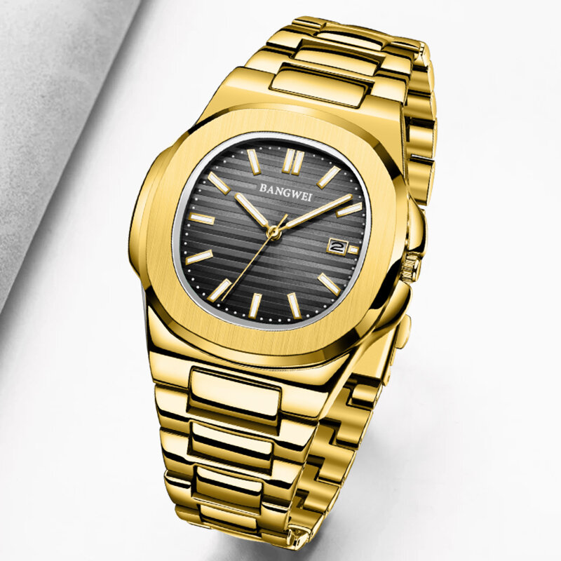 Часы наручные LIGE женские водонепроницаемые, модные креативные золотистые, со стальным браслетом
