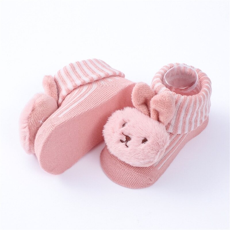 127D Conjunto 3 pares meias malha para bebês, botas infantis macias e confortáveis ​​de malha com desenhos animados, 3