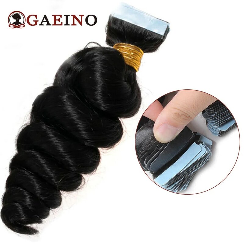 Loose Wave Tape In Hair Extensions Real Human Hairpiece 1B# Natural Black Skin Weft Remy Hair Extensions For Salon 2.5G/Pc