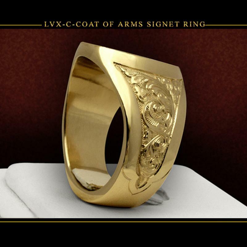 Pierścionek męski trend 2024 korona lew tarcza pierścień z odznaką 18k żółty złoty kolor królewska pieczęć męska na przyjęcie prezent dla chłopca