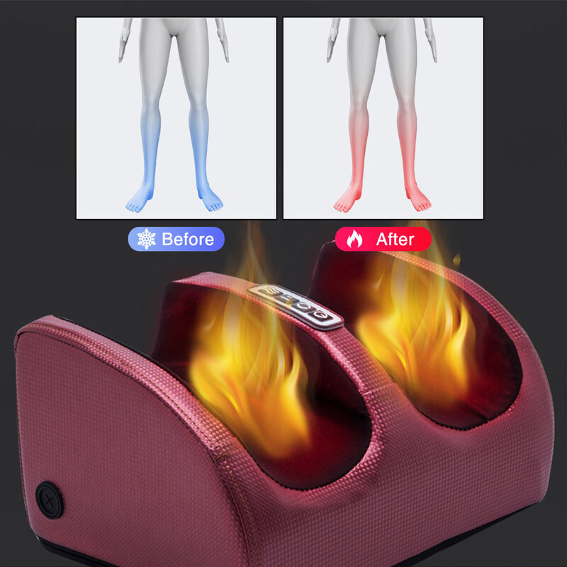Masajeador de pies eléctrico Shiatsu, terapia de calefacción, rodillo de amasamiento de compresión caliente, relajación muscular, alivio del dolor, máquina de Spa de pies