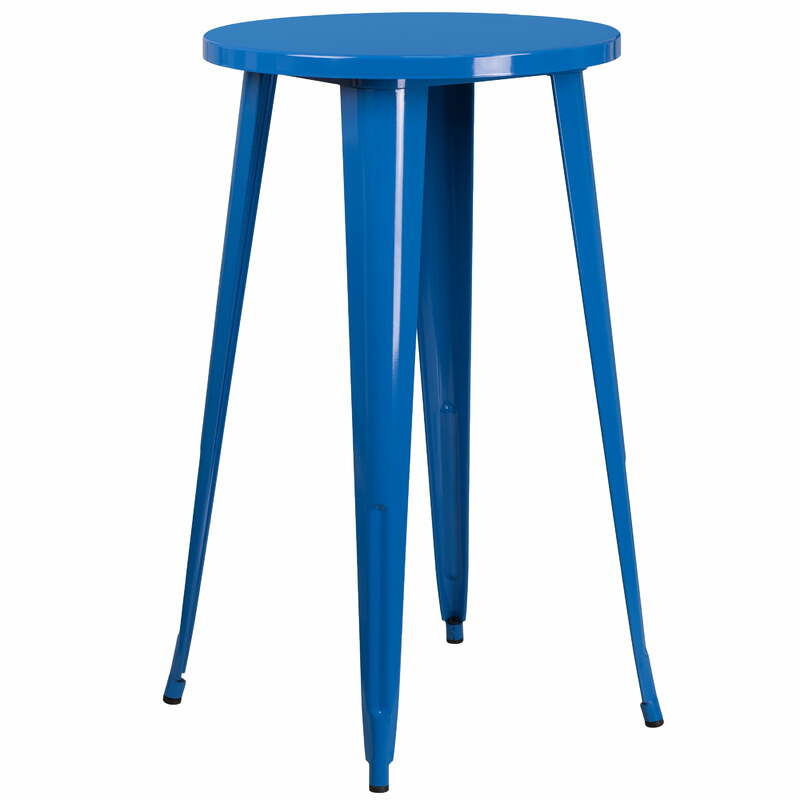 24-calowy okrągły niebieski metalowy stół o wysokości Bar na świeżym powietrzu lub Bistro Pub kuchnia wysoka stół koktajlowy jadalna