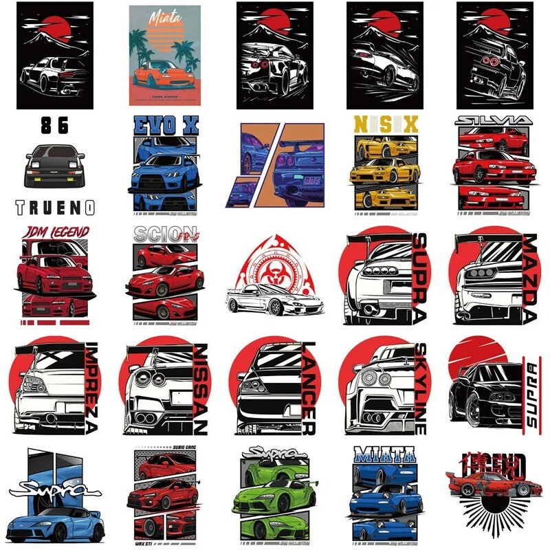 JDM-pegatinas de coche de carreras modificadas de Japón, 10/30/50 piezas, casco, portátil, teléfono, impermeable, Anime, Graffiti, calcomanía, juguete, regalo
