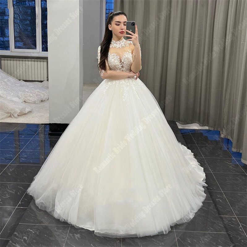 2024 Elegant Women's Lace Wedding Dresses Sexy Mopping Length Gorgeous Princess Bridal Gowns Formal Beach Party Vestido De Novia