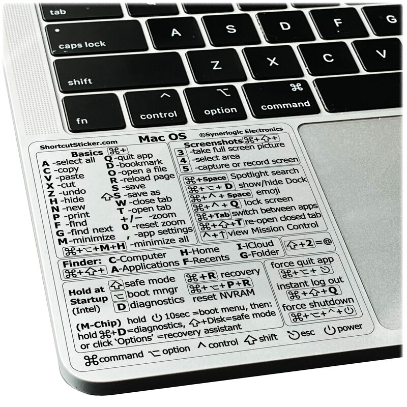 Pegatina de atajos para sistema operativo Apple Mac, pegatina de tecla de acceso rápido para MacBook Pro 13 /Air 13, Windows Palm Rest, 13-16 ", 2023