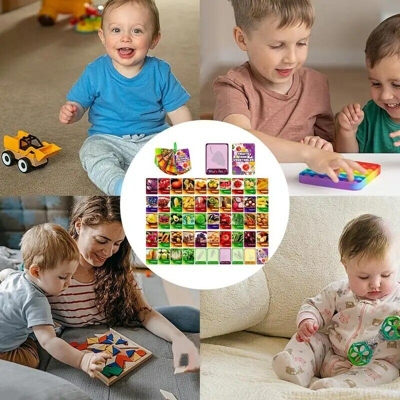 Schede Flash educative schede Flash alimentari da 45 pezzi carte abbinate per bambini Set di schede Flash alfabeto multiuso apprendimento