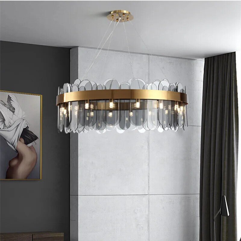 Candelabro de cristal LED posmoderno nórdico, lámpara colgante atmosférica de lujo para dormitorio, Hotel, tienda, restaurante, Bar