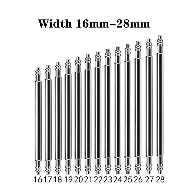 Barras de resorte de 10 piezas de diámetro, 1,5mm/1,8mm, clavijas de enlace de correa para reloj de 16mm, 18mm, 19mm, 20mm, 21mm, 22mm, 24mm, 26mm y 28mm