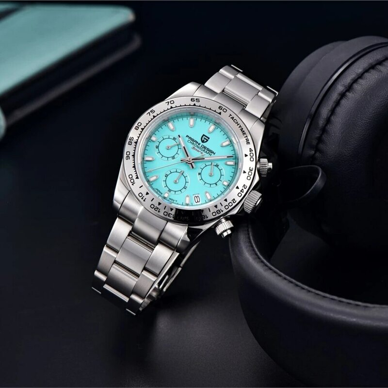 PAGANI-Montres-bracelets à quartz pour homme, lunette en acier inoxydable, verre saphir de luxe, montre chronographe VK63, Reloj zones bre, nouveau