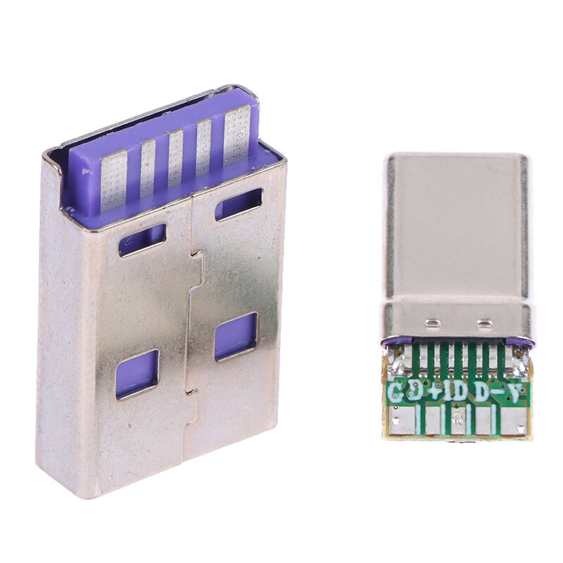 2 buah PD pengisi daya Cepat tipe-c USB 65W 5A konektor Pria las dengan 5Pin PCB & tipe A Pria 5 Pin USB DIY OTG Kit pengisian Data DIY