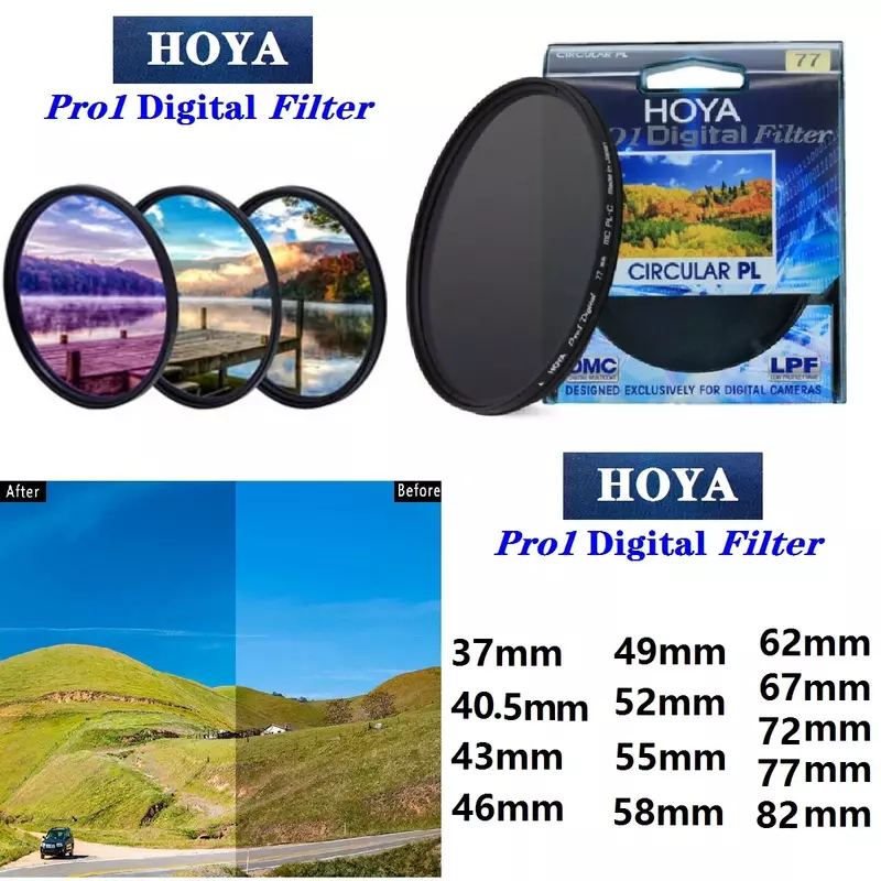HOYA-filtro de lente protector para cámara SLR, Polarizador CIRCULAR Digital CPL Pro1