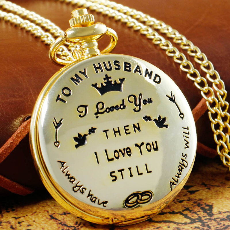 A mio marito orologio da tasca al quarzo ciondolo Vintage catena tascabile numeri romani quadrante orologio regalo di compleanno anniversario maschile