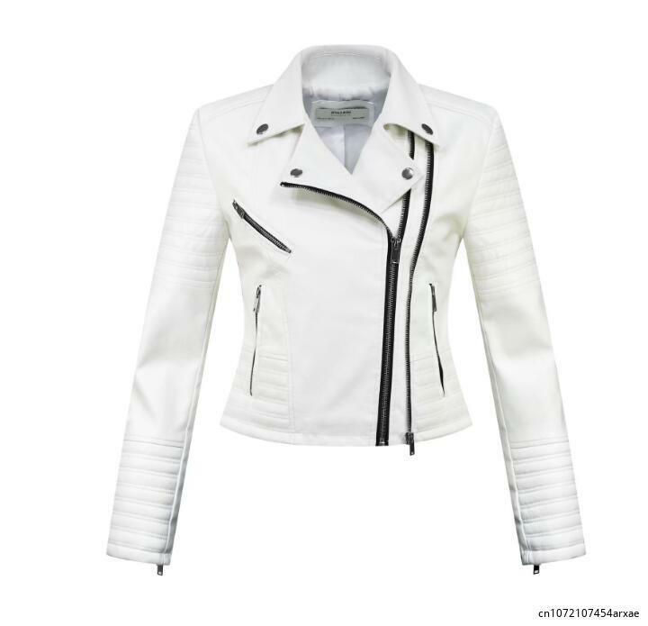 2023 Классическая кожаная куртка для женщин, мотоциклетная куртка в стиле панк, байкерская куртка из искусственной кожи, куртка-бомбер, куртка из искусственной кожи для женщин