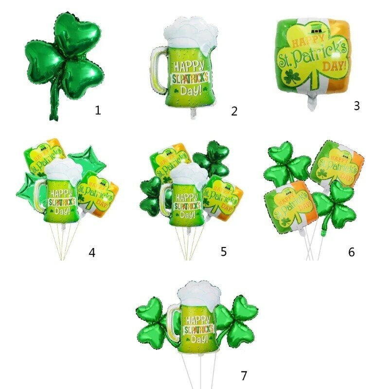 Irish Klee-Luftballons St. Patricks Day Shamrock Luftballons Wein Becher Luftballons Grüne Folie Ballons für St Patricks Day Decor r7RF