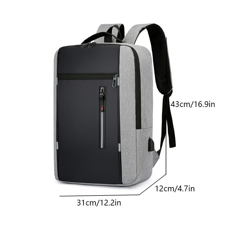 1 paczka 15,6-calowa męska torba na komputer biznesowy z wieloma kieszeniami o dużej pojemności USB do ładowania i pracy