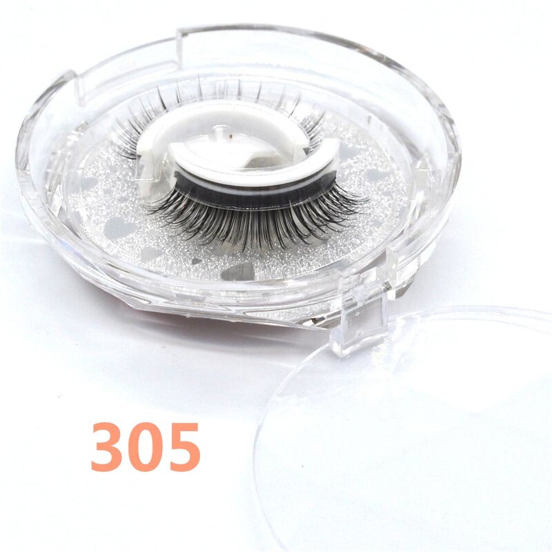 1Pair Self-adhesive False Eyelashes Handmade Faux Mink Lashes Glue Free Resuable Natural No Magnetic Thick Wispy Eyelash