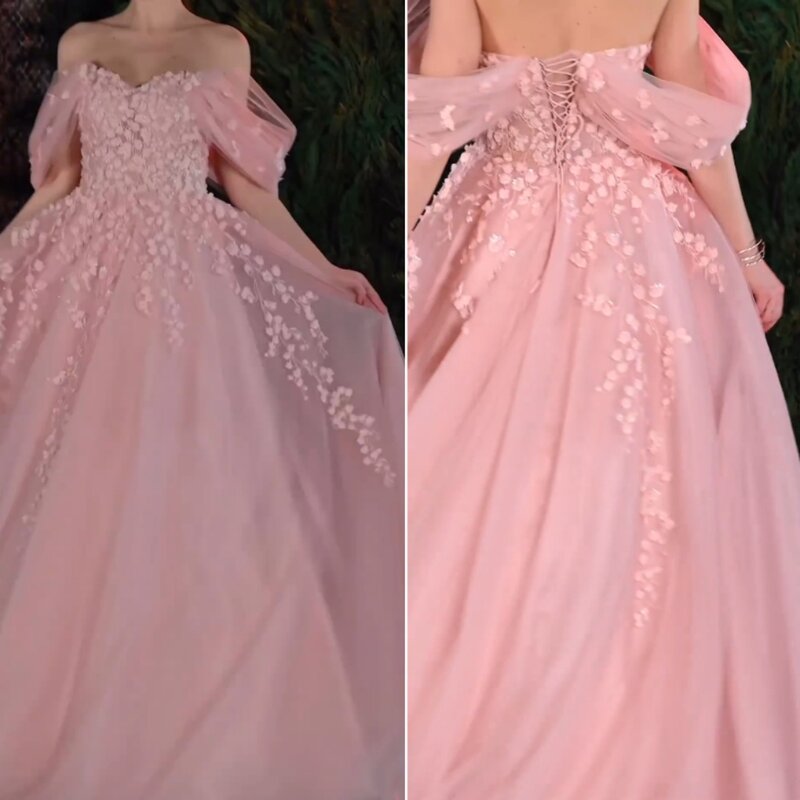 Jersey Applique Evening Ball Gown Off-the-shoulder Bespoke Occasion Gown Long Dresses