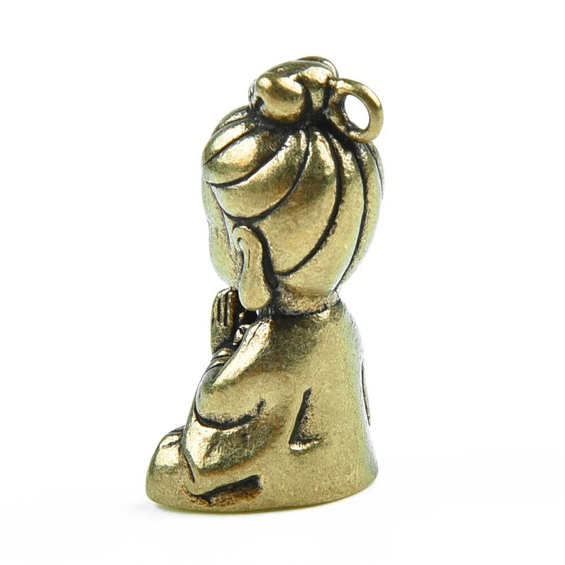 1 buah kuningan padat dewa Buddha Guanyin ornamen Mini patung kecil patung miniatur patung dekorasi meja rumah kerajinan