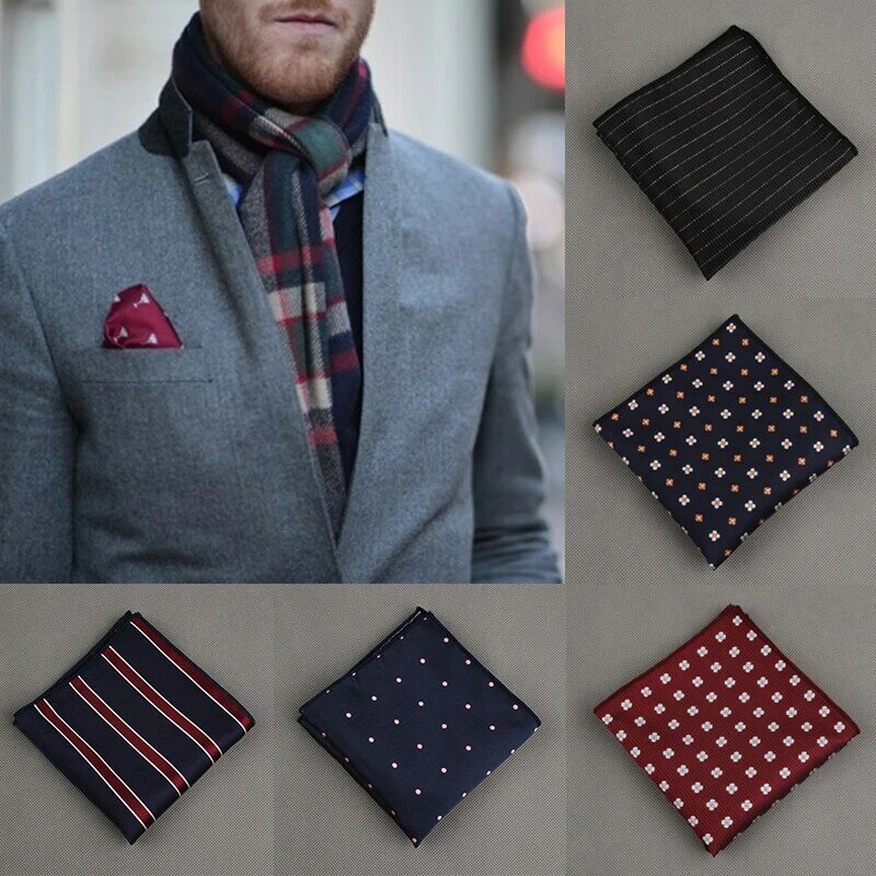 Fashion Striped Pocket Square For Men Women Chest Towel Hanky Polyester Hankies Men's Suits Handkerchief Floral Pocket Towel