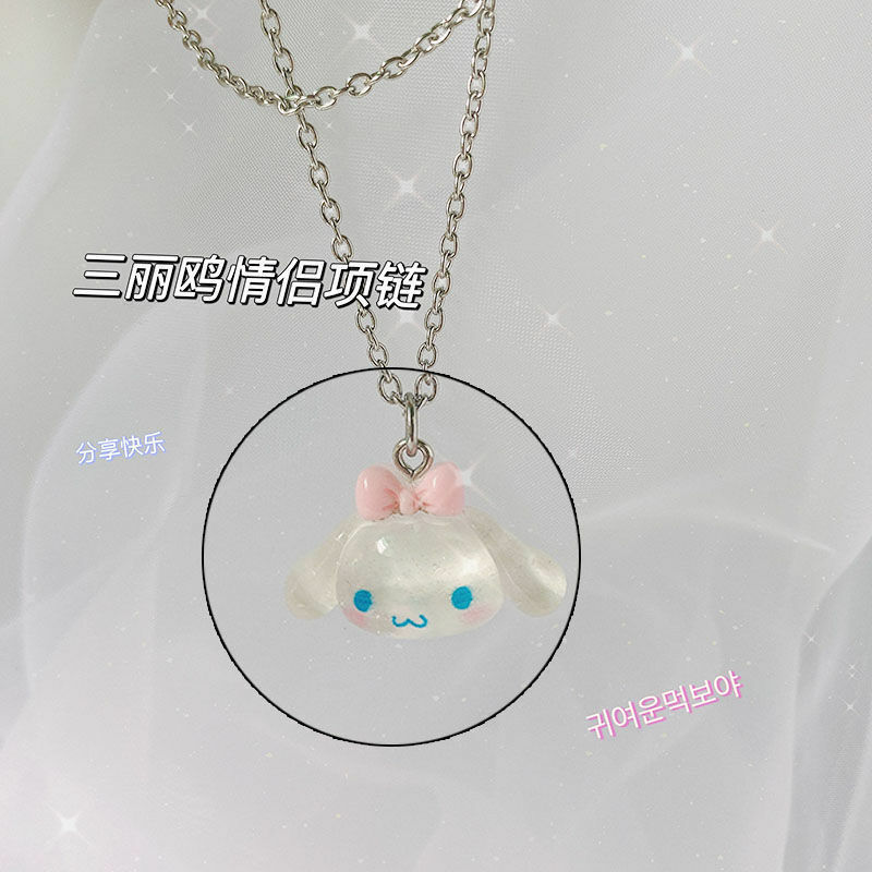 Kawaii Sanrio Hello Kitty Kuromi Melody สร้อยคอหวาน Clavicle Chain Y2k แฟชั่นจี้อุปกรณ์เสริมหญิงของขวัญของเล่น