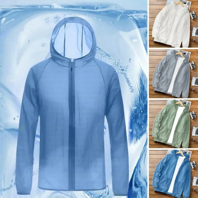 Summer Sports Coat Cozy Cardigan Summer Hooded Top Male Beach Jacket Sun Protection Clothes Casual Wear