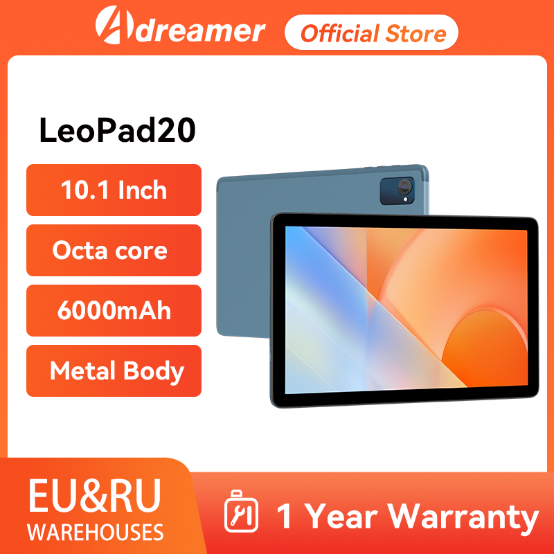 Adreamer LeoPad20 Tab 10.1 inci, Tablet 1280x800 IPS Android 13 Octa Core RAM 3GB ROM 32GB Bluetooth 6000mAh Wifi Tablet PC portabel