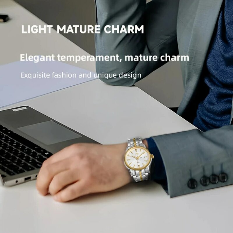 Deesio Japan ruch czysty fabryczny zegarek kwarcowy wodoodporny wyświetlacz tygodnia kompletny kalendarz biznes para zegarki prezenty