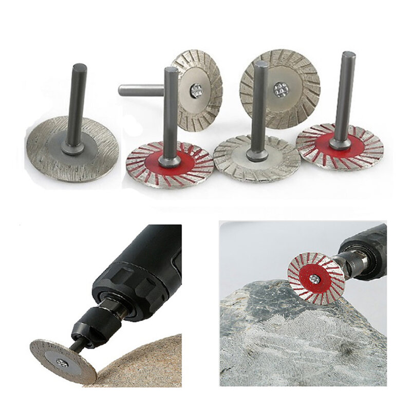 6pcs 6mm Shank Diamond Cutting Set di lame per seghe circolari dischi da taglio con mandrino per utensili da taglio in ceramica di marmo di granito