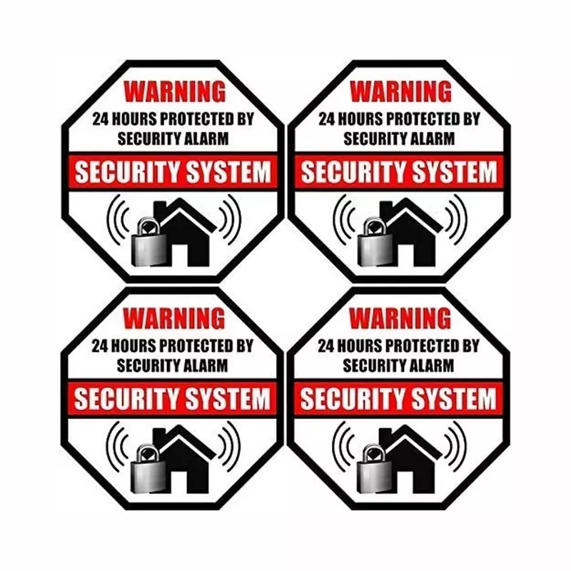 3.5 "4 Buah 24 Jam Dilindungi Oleh Stiker Sistem Alarm Pencuri Keamanan
