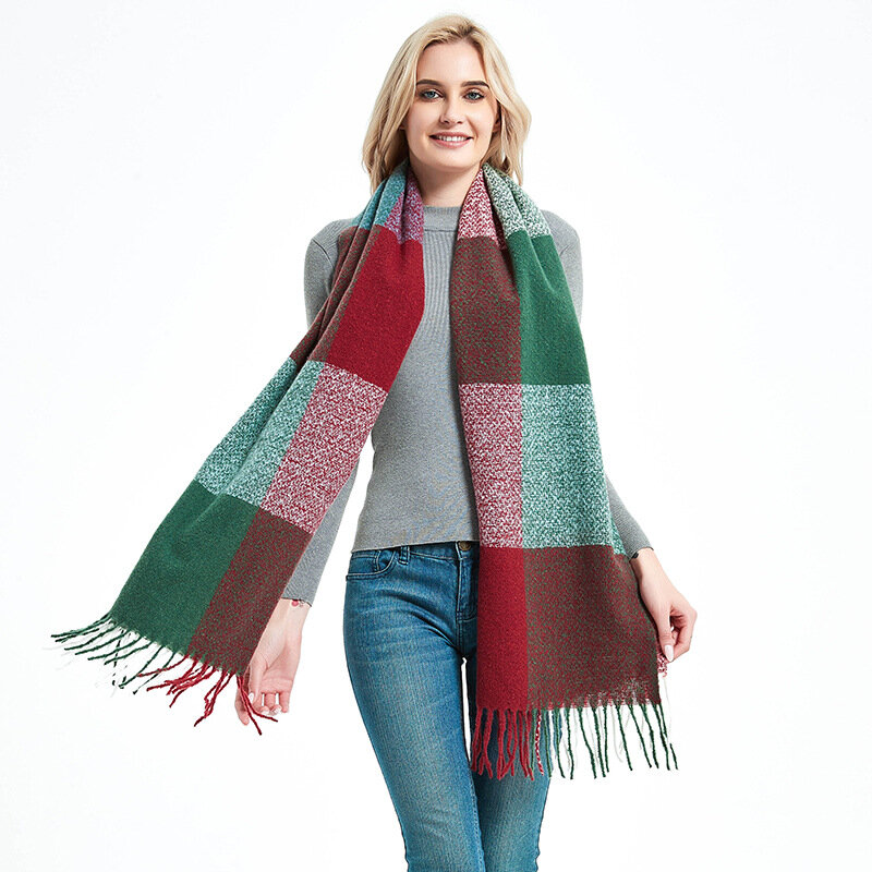 High Quality Winter Scarf For Women Men Classic Plaid Shawls And Wrap Thick Warm Pashmina Fashion Tassels Cashmere Scarves